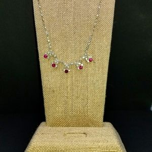 Charming Charlie Costume Ruby Rhinestone Necklace & Earrings Set
